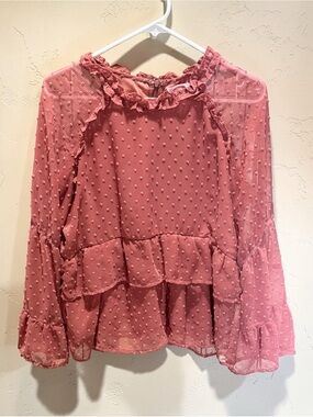 Pink Lily Boutique Women’s Mauve Textured Long Sleeved Blouse (Large)